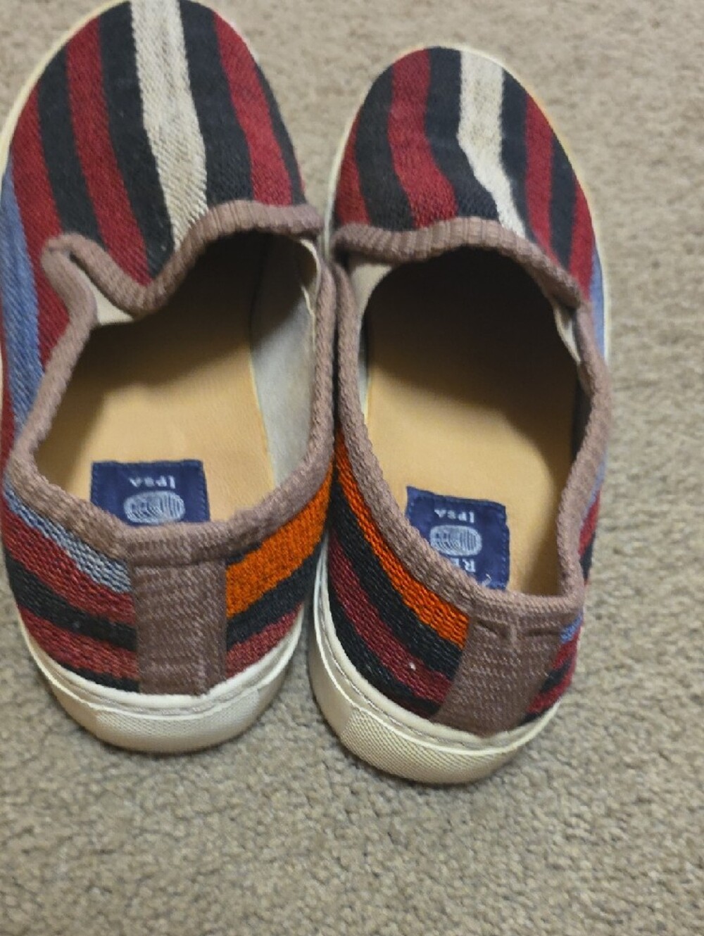 RES IPSA Slip-On Canvas Shoes in Red, Black & Cream - Picture 6 of 10